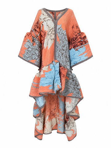 Vibrant Pleated Floral Kaftan