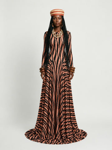 Fierce Striped Pleated Maxi Dress