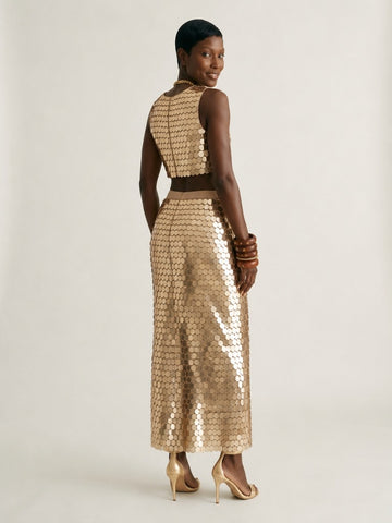 Radiant Golden Sequin Maxi Skirt