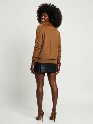 Grounded Faux Fur Knit Cardigan