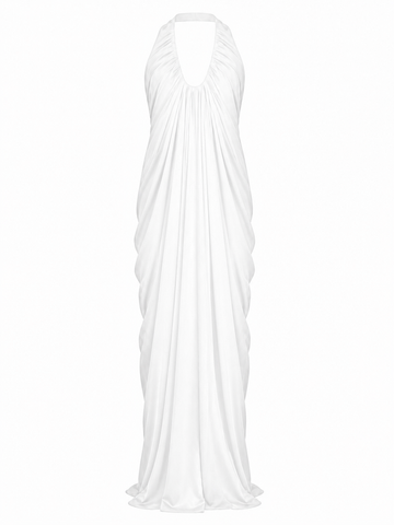 Confident Draped Halter Maxi Dress
