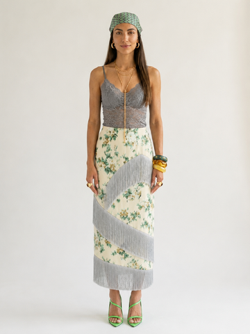 Wanderlust Printed Tassel Midi Skirt
