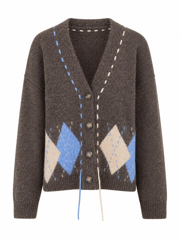 Grounded Plaid Knit Cardigan