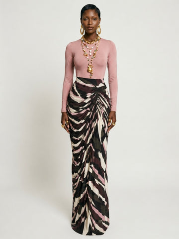Radiant Ruched Patterned Maxi Dress