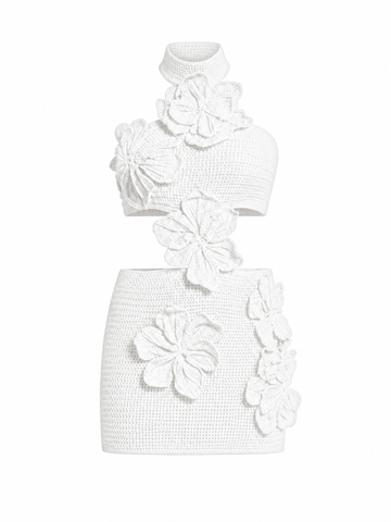 Radiant Crochet Halter Mini Dress