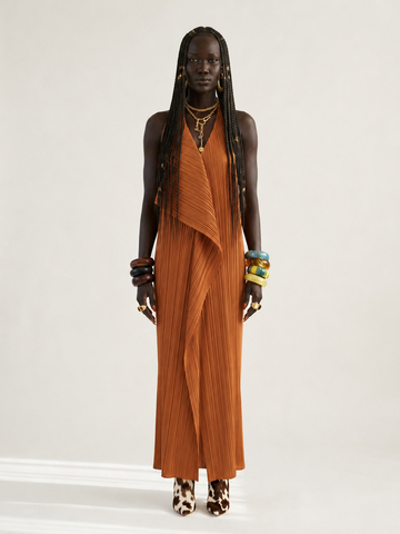Radiant Pleated Halter Maxi Dress