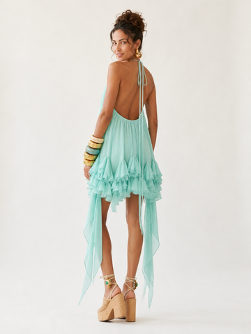 Free Spirit Ruffle Halter Mini Dress