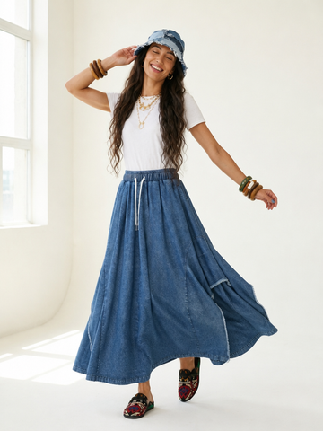 Free Spirit Frayed Denim Skirt