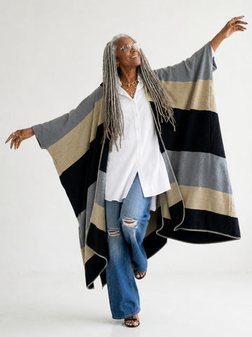 Wanderlust Striped Hooded Kimono