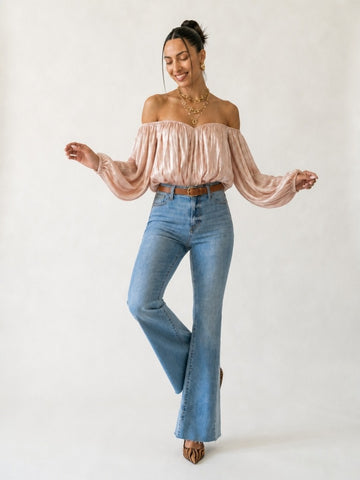 Radiant Shirred Off-Shoulder Blouse