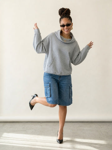 Grounded Off-Shoulder Hooded Sweatshirt