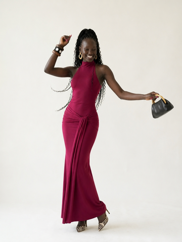 Elegant Ruffle Halter Maxi Dress