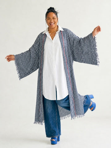 Free Spirit Plaid Fringe Kaftan