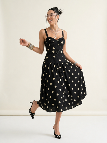 Confident Polka Dot Midi Dress