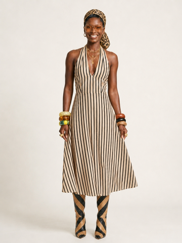 Free Spirit Striped Halter Maxi Dress