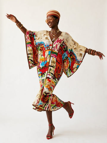 Wanderlust Pleated Patchwork Kaftan
