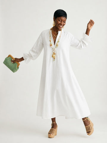 Sovereign White Pleated Maxi Dress