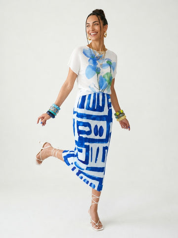 Confident Geometric Pleated Midi Skirt