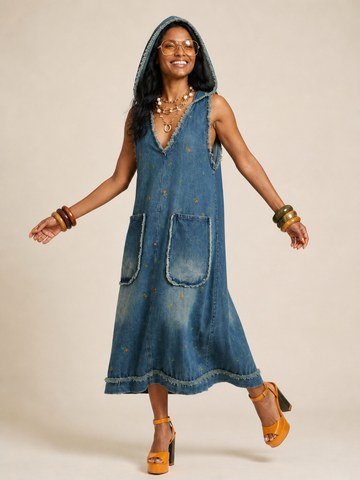 Wild Heart Embroidered Denim Dress