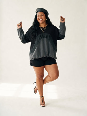 Grounded Color-block Ruffle Sweatshirt