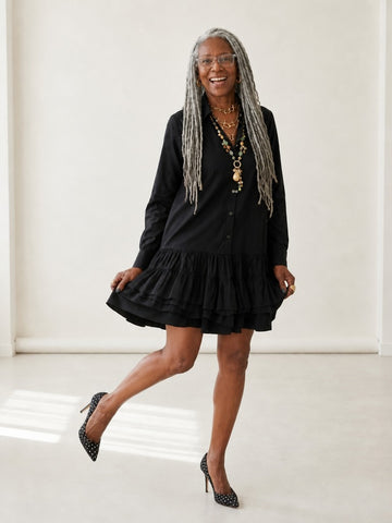 Elegant Ruffled Mini Shirt Dress