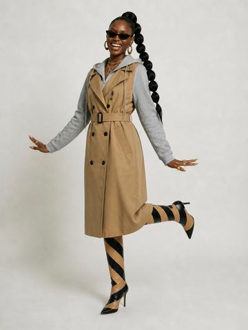 Audacious Hooded Patchwork Trench