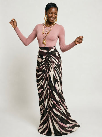 Radiant Ruched Patterned Maxi Dress