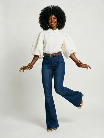Ethereal Textured Balloon Sleeve Blouse