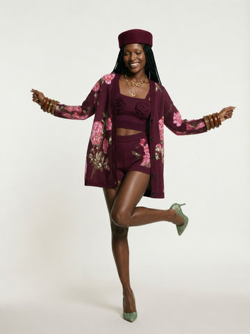 Abundant Jacquard Knitted Shorts Set