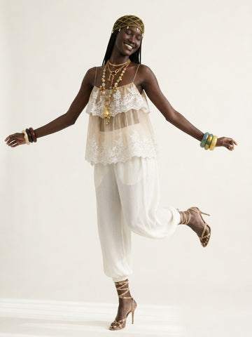 Ethereal Lace Ruffle Camisole