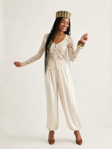Elegant Satin Balloon Harem Pants