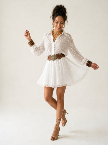 Ethereal Sheer Polka Dot Skirt Set