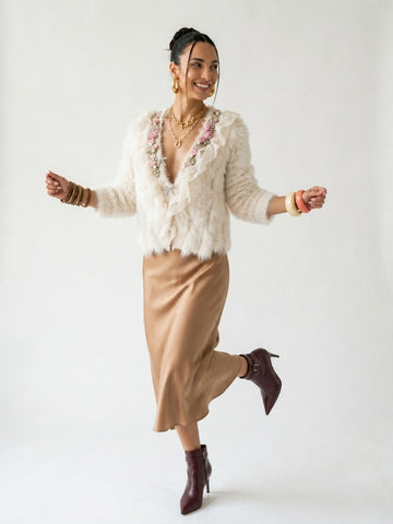 Divine Beaded Floral Ruffle Cardigan