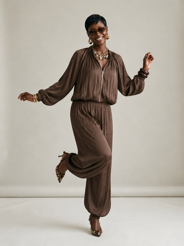 Earthy Pleated Loose Two-Piece Set
