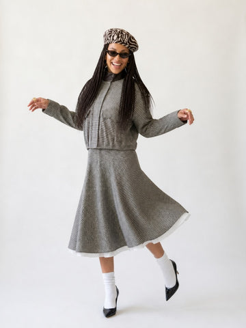 Sovereign Checked Zipper Skirt Set
