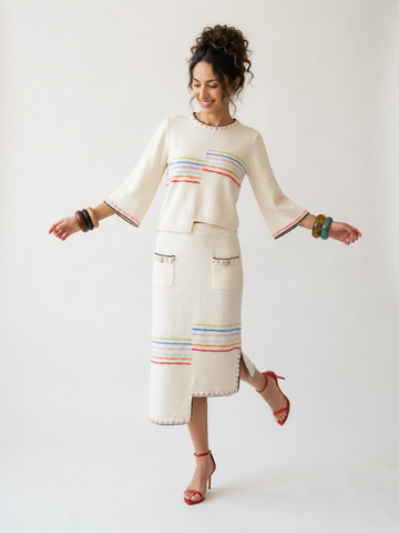 Vibrant Striped Knit Two-Piece Set