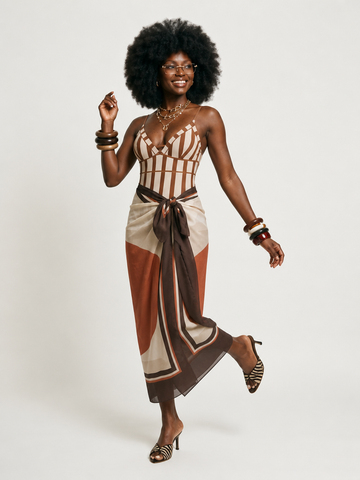 Radiant Striped Sarong Bikini Set