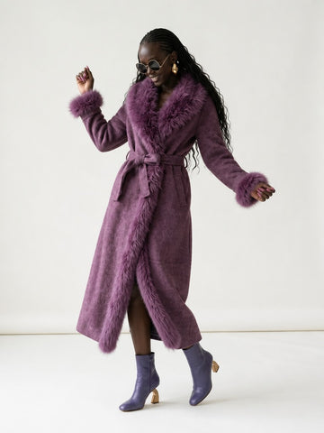 Elegant Wool Fur Trimmed Coat