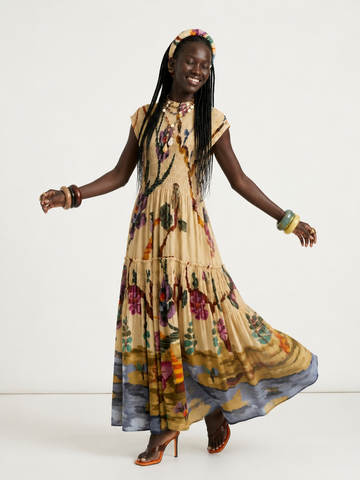 Wanderlust Printed Tiered Maxi Dress