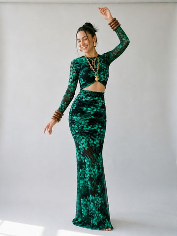 Magnetic Floral Ruched Maxi Dress