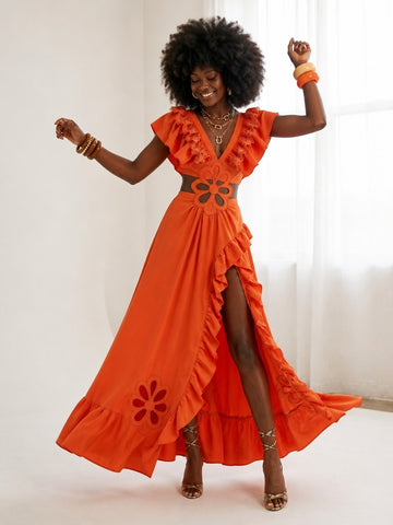Radiant Ruffled Cutout Maxi Dress