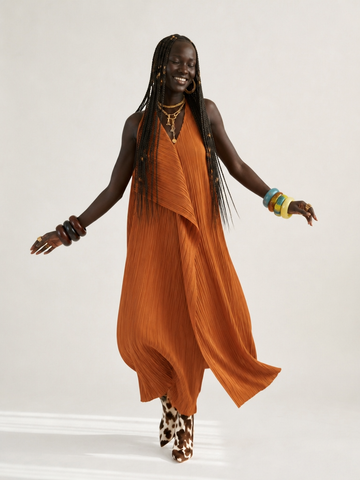 Radiant Pleated Halter Maxi Dress