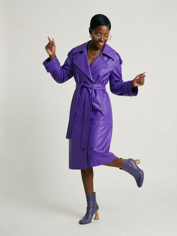 Audacious Faux Leather Trench Coat