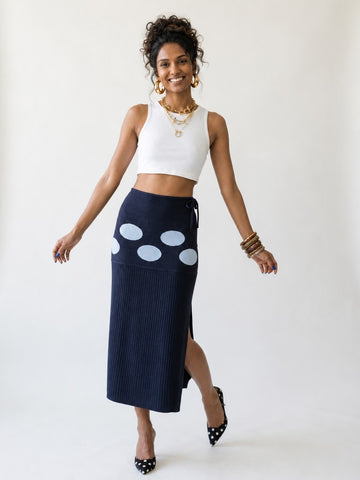 Unique Dot Knit Midi Skirt