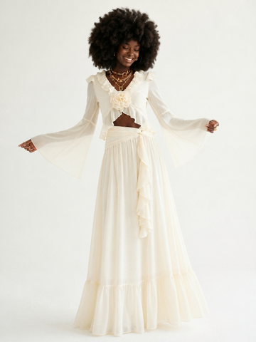 Ethereal Ruffled Flowy Two-Piece Set