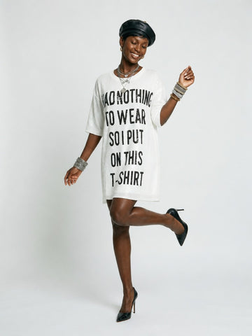 Audacious Sequined Letter Loose T-Shirt