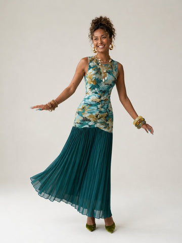 Radiant Printed Ruched Maxi Dress