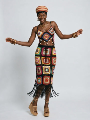 Wild Heart Crochet Tassel Skirt Set
