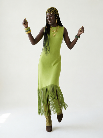 Vibrant Knit Tassel Maxi Dress