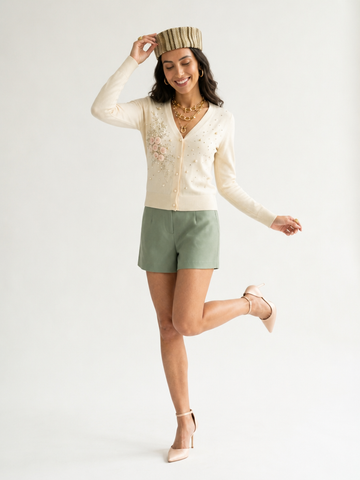 Ethereal Pearl Floral Knit Cardigan